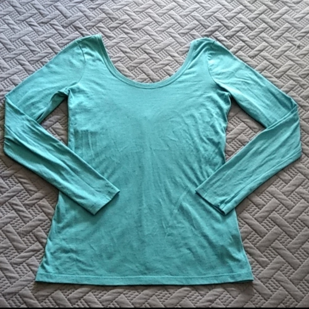 Fabletics teal work out long sleeve